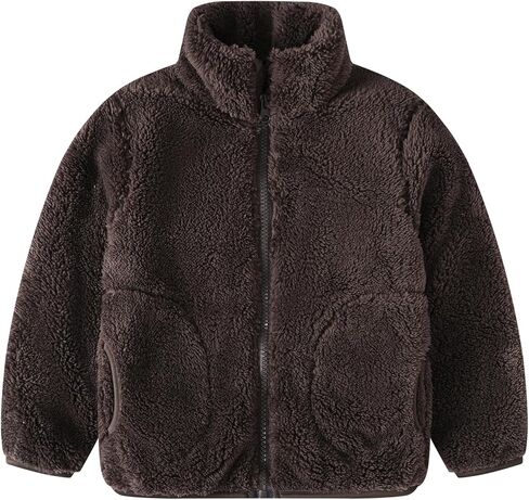 AIWUHE Toddler Girls Boys Fleece Jacket Kids Polar Fleece Zipper Jacket Soft Fall Winter Warm Outerwear With Pockets 2-8Y in Saudi Arabia