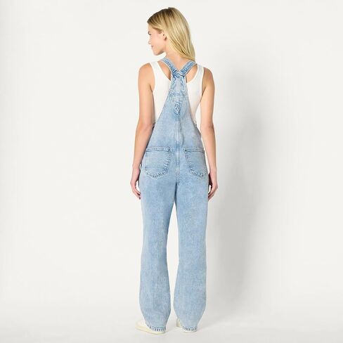 Amazon Essentials Women's Medium Stretch Denim Relaxed-Fit Straight Leg Overalls in Saudi Arabia