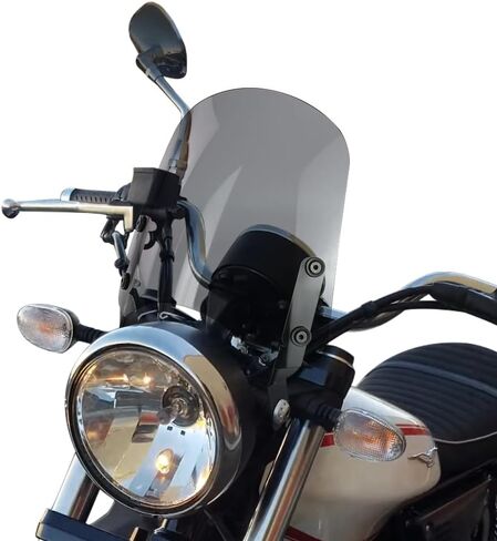 Xitomer Motorcycle Windshield Windscreen Compatible with Moto Guzzi V9 Bobber / Roamer 2016 2017 2018 2019 2020 Windshield with Bracket, Wind Deflector (Gray) in Saudi Arabia