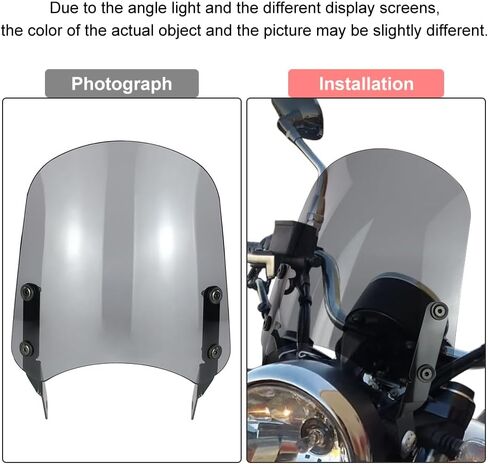 Xitomer Motorcycle Windshield Windscreen Compatible with Moto Guzzi V9 Bobber / Roamer 2016 2017 2018 2019 2020 Windshield with Bracket, Wind Deflector (Gray) in Saudi Arabia