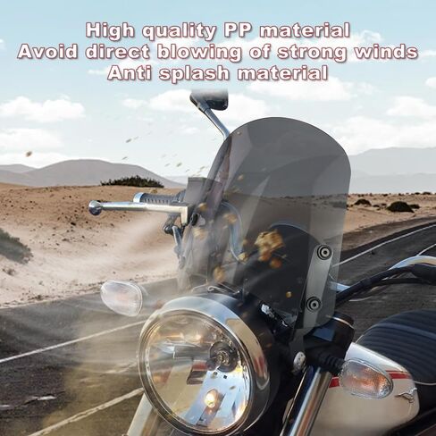 Xitomer Motorcycle Windshield Windscreen Compatible with Moto Guzzi V9 Bobber / Roamer 2016 2017 2018 2019 2020 Windshield with Bracket, Wind Deflector (Gray) in Saudi Arabia