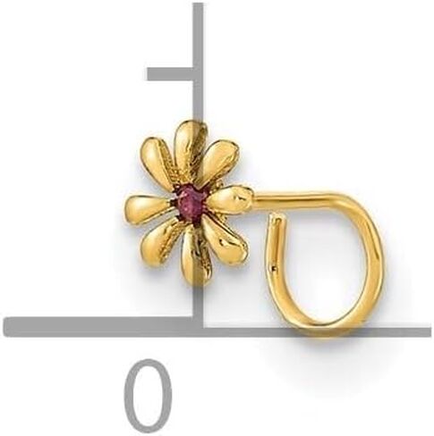 14K Yellow Gold 22 Gauge Flower and Cubic Zirconia Nose Ring Body Jewelry in Saudi Arabia