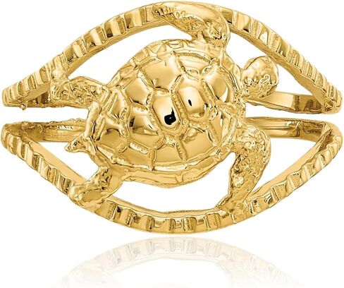 ICECARATS 14K الصلبة الصلبة الذهب السلحفاة البحرية قابلة للتعديل حلقة اصبع القدمين مفتوحة MIDI الفرقة الصيفية المجوهرات الشاطئ in Saudi Arabia