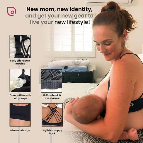 Sweat and Milk Océane 2 Medium Support Nursing & Sports Bra, Strappy Back, Breastfeeding, No Pumping, Maternity Bra in Saudi Arabia