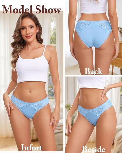 6 حزمة من الملابس الداخلية للنساء للنساء بيكيني سراويل سراويل دانتيلة واسيت محب لطيف صفيق ناعم التنفس موجزات S-XL in Kuwait