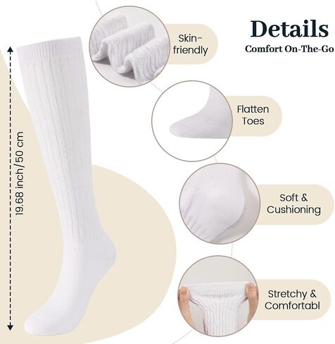 Pleneal 3 Pairs Slouch Socks For Women Long Winter Thigh High Boot Scrunch Socks, Cable Knit Crew Knee High Boot Socks in Saudi Arabia