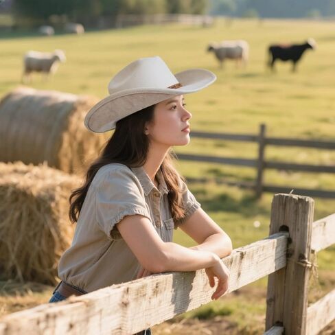 قبعة رعاة البقر Cattleman للرجال والنساء مع قبعة مزرعة عريضة عريضة 3.74 بوصة in Kuwait