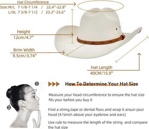 قبعة رعاة البقر Cattleman للرجال والنساء مع قبعة مزرعة عريضة عريضة 3.74 بوصة in Kuwait