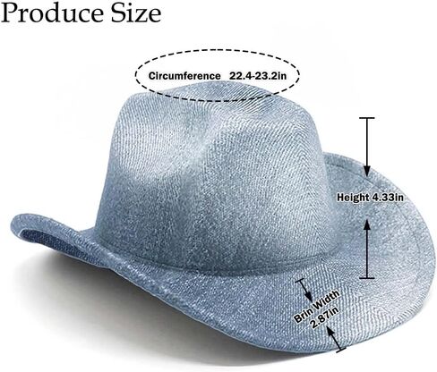 Denim Cowboy Hat Y2k Western Cowboy Hat for Women Men Washed Wide-Brimmed Cowgril Hats in Saudi Arabia