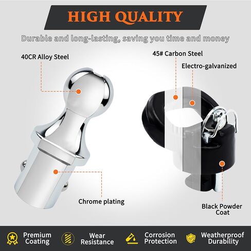60618 تم ترقيته 38000 رطل نظام عفريت Groenseck Hitch Ball Kit متوافق مع 2013-2025 Dodge RAM 2500 3500 ، 2-5/16 بوصة rososeneck Hitch Ball لسرير الشاحنة مع 2 مرساة سلسلة الأمان in Kuwait