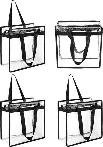 Qwork PVC Stadium Addated Stadium Abported ، 4 Pack 12 × 6 × 12 بوصة واضحة مع إغلاق السوستة in Saudi Arabia