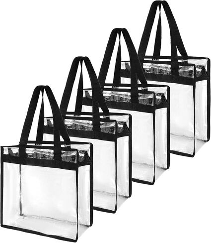 Qwork PVC Stadium Addated Stadium Abported ، 4 Pack 12 × 6 × 12 بوصة واضحة مع إغلاق السوستة in Saudi Arabia