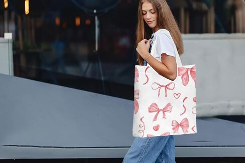 Essme Canvas حمل حقيبة القلب القماشية القابلة لإعادة الاستخدام للنساء أكياس قماش لسوق التسوق بقالة حفل الزفاف. in Kuwait