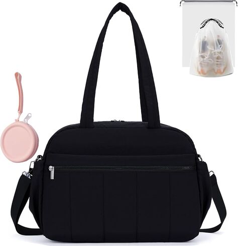 Small Gym Bag for Women, Travel Duffle Bag with Shoe Bags and Coin Pouch, Carry on Weekender Bag, Portable Overnight Bag for Yoga, Pilates, Swimming, Black in Saudi Arabia