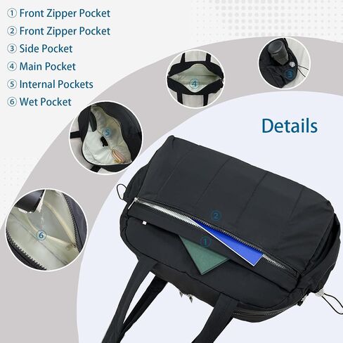 Small Gym Bag for Women, Travel Duffle Bag with Shoe Bags and Coin Pouch, Carry on Weekender Bag, Portable Overnight Bag for Yoga, Pilates, Swimming, Black in Saudi Arabia