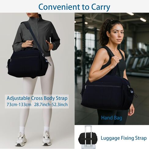 Small Gym Bag for Women, Travel Duffle Bag with Shoe Bags and Coin Pouch, Carry on Weekender Bag, Portable Overnight Bag for Yoga, Pilates, Swimming, Black in Saudi Arabia