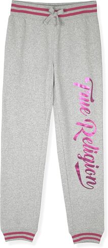 True Religion Girls 2 Piece Fleece Hooded Jogger Set – Zip-Front Hoodie & Sweatpants Outfit in Saudi Arabia