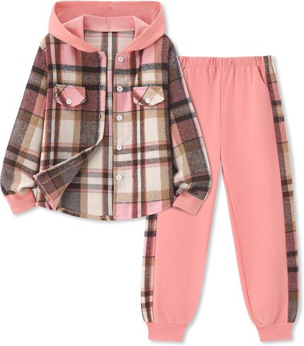 ملابس الفتيات تسقط ملابس الفانيلا الكلاسيكية منقوشة ناعمة دافئة للبنات Sweatshirt Sweatpant 2pcs مجموعات 7-14y in Kuwait