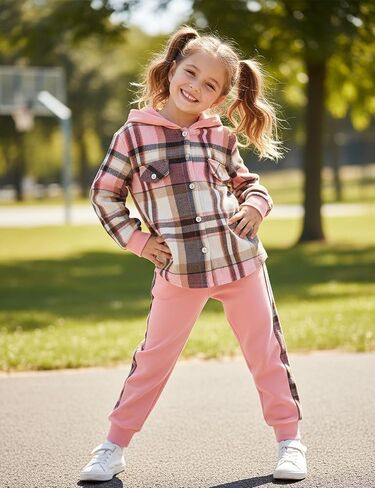 ملابس الفتيات تسقط ملابس الفانيلا الكلاسيكية منقوشة ناعمة دافئة للبنات Sweatshirt Sweatpant 2pcs مجموعات 7-14y in Kuwait