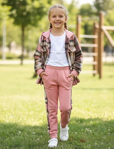 ملابس الفتيات تسقط ملابس الفانيلا الكلاسيكية منقوشة ناعمة دافئة للبنات Sweatshirt Sweatpant 2pcs مجموعات 7-14y in Kuwait