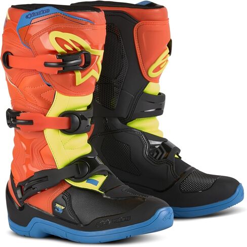 Alpinestars 2014024-4755-3: Tech 3S Youth Boots Or Fluo/Enamel Bl/Yel Fl Sz 3 in Saudi Arabia