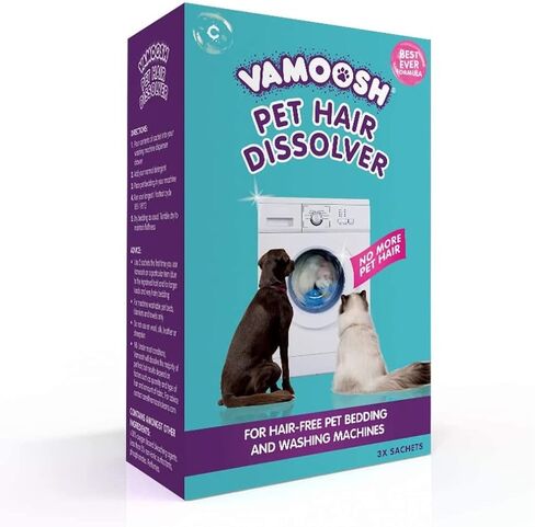 Vamoosh Pet Hair Dissolver for Laundry, 6x3.5oz (2 Boxes), Cat Fur Remover and Dog Hair Removal for Washing Machine (Up to 6 Washes), Laundry Machine Cleaner, Easily Dissolves Dog, Cat, and Animal Fur in Kuwait