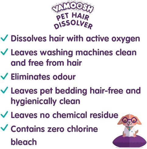 Vamoosh Pet Hair Dissolver for Laundry, 6x3.5oz (2 Boxes), Cat Fur Remover and Dog Hair Removal for Washing Machine (Up to 6 Washes), Laundry Machine Cleaner, Easily Dissolves Dog, Cat, and Animal Fur in Kuwait