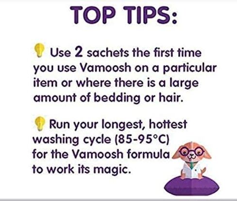 Vamoosh Pet Hair Dissolver for Laundry, 6x3.5oz (2 Boxes), Cat Fur Remover and Dog Hair Removal for Washing Machine (Up to 6 Washes), Laundry Machine Cleaner, Easily Dissolves Dog, Cat, and Animal Fur in Kuwait