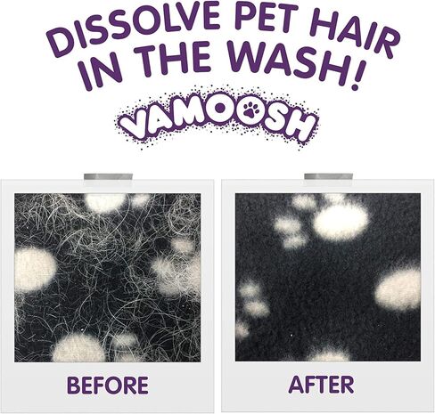 Vamoosh Pet Hair Dissolver for Laundry, 6x3.5oz (2 Boxes), Cat Fur Remover and Dog Hair Removal for Washing Machine (Up to 6 Washes), Laundry Machine Cleaner, Easily Dissolves Dog, Cat, and Animal Fur in Kuwait