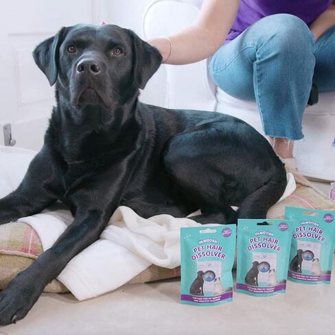 Vamoosh Pet Hair Dissolver for Laundry, 6x3.5oz (2 Boxes), Cat Fur Remover and Dog Hair Removal for Washing Machine (Up to 6 Washes), Laundry Machine Cleaner, Easily Dissolves Dog, Cat, and Animal Fur in Kuwait