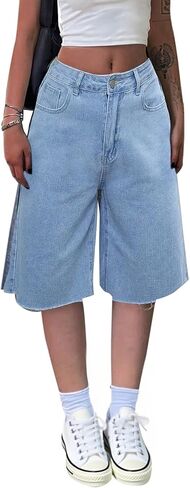 Avanova Jean Denim Bermuda Shorts for Women Knee Length Low Rise Baggy Jorts in Saudi Arabia