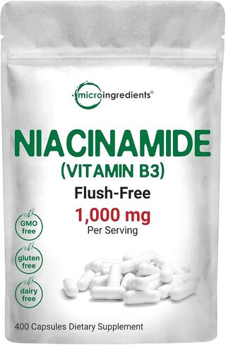 فيتامين B3 niacinamide 500mg للفرد ، 400 كبسولات | 1،000mg تدفق النياسين الحر لكل وجبة ، ملحق ب فيتامين أساسي | صحة العناية بالبشرة ودعم الطاقة | غير المعدلة وراثيا ، خالية من الغلوتين in Saudi Arabia