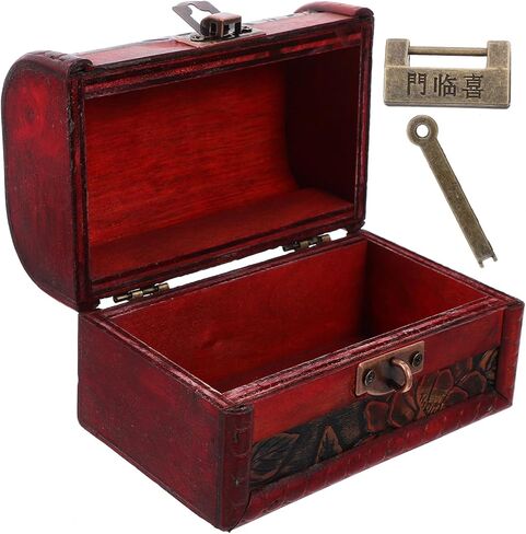 Retro Wooden Pirate Treasure Chest Small Jewelry Box Vintage Appearance Design in Saudi Arabia