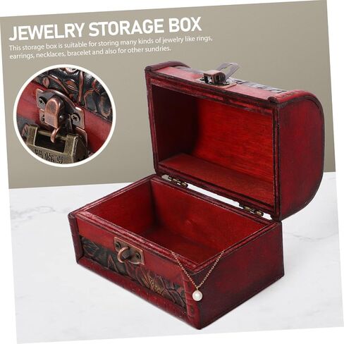Retro Wooden Pirate Treasure Chest Small Jewelry Box Vintage Appearance Design in Saudi Arabia