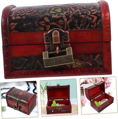 Retro Wooden Pirate Treasure Chest Small Jewelry Box Vintage Appearance Design in Saudi Arabia