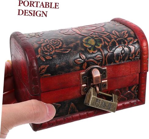 Retro Wooden Pirate Treasure Chest Small Jewelry Box Vintage Appearance Design in Saudi Arabia