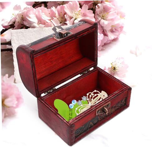 Retro Wooden Pirate Treasure Chest Small Jewelry Box Vintage Appearance Design in Saudi Arabia