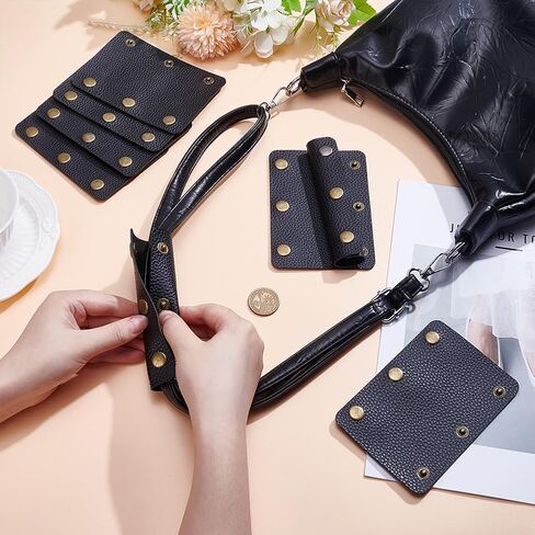 UNICRAFTALE 8Pcs 4 Colors Handbag Handle Leather Wrap Covers Luggage Handle Wrap Protectors Purse Wallet Handles Protector Strap Covers for Handbags Craft Making Supplies 13x9.5x0.5cm in Saudi Arabia
