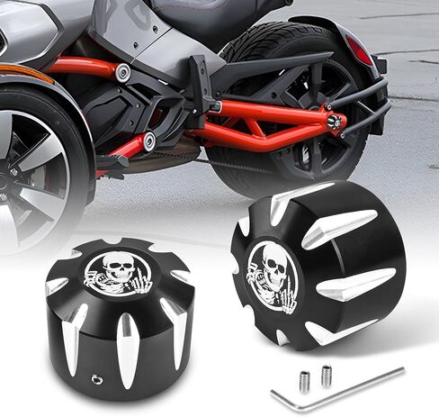 CNC Billet Aluminum Rear Wheel Axle Nut Cover Fit for Can-Am Spyder GS RS RT ST F3 (2008 to Present) | Bolt Locking Cover Axle Covers Nuts (Skull Pattern) in Saudi Arabia