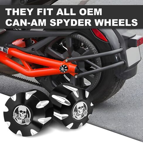 CNC Billet Aluminum Rear Wheel Axle Nut Cover Fit for Can-Am Spyder GS RS RT ST F3 (2008 to Present) | Bolt Locking Cover Axle Covers Nuts (Skull Pattern) in Saudi Arabia