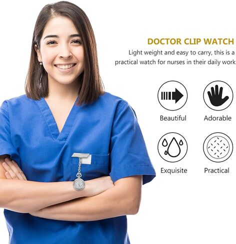 Nurse Watch, Badge Watch, Clip on Design Nurse Fob Watches for Doctors, Round Clear Dial, Easy Time Reading, Random Style in Saudi Arabia