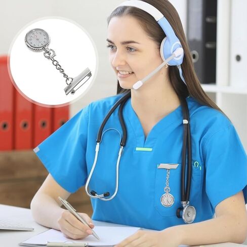 Nurse Watch, Badge Watch, Clip on Design Nurse Fob Watches for Doctors, Round Clear Dial, Easy Time Reading, Random Style in Saudi Arabia