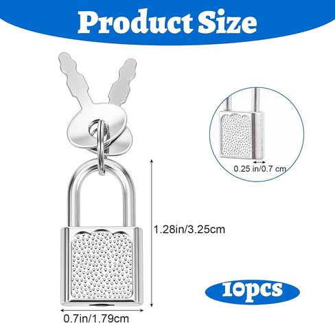 10 PCS Diary Lock and Key Set Mini Cute Diary Badlock Tiny Tiny Small Lagage Locks with Keys Tiny Badlock Silver Corcase Lock Metal Squar in Saudi Arabia