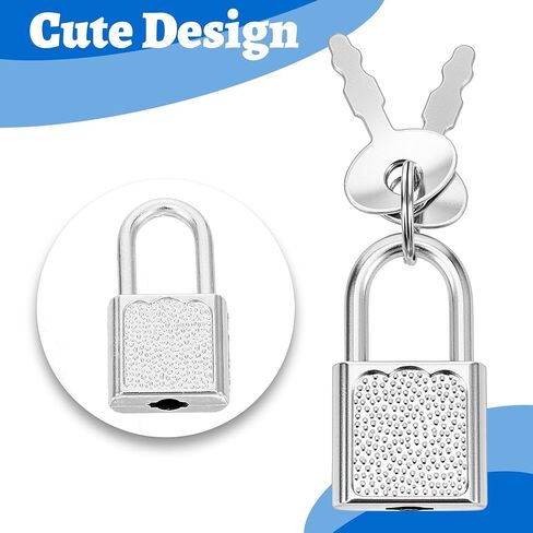 10 PCS Diary Lock and Key Set Mini Cute Diary Badlock Tiny Tiny Small Lagage Locks with Keys Tiny Badlock Silver Corcase Lock Metal Squar in Saudi Arabia