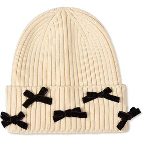 MeMoi Girls Ribbed All-Over Bows Rayon-Blend Cuffed Beanie in Kuwait