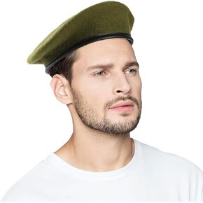 Wool Army Military Beret Hats for Men Women,British Army Style Berets, Fashionable and Vintage,Cap with Adjustable Strap. in Kuwait