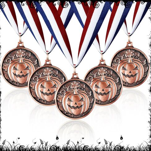 Tondiamo 20 Pcs Halloween Pumpkin Winner Medals 2" Gold Halloween Awards Medals Participation Medals Award Medals with Neck Ribbon for Kids Adults Contest Prizes Fall Holiday Parties in Saudi Arabia