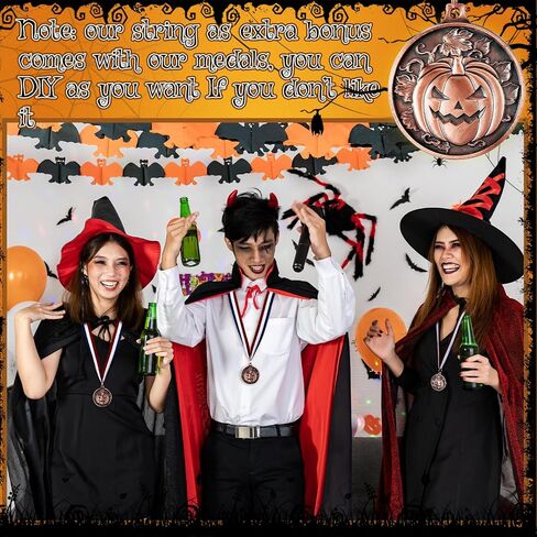 Tondiamo 20 Pcs Halloween Pumpkin Winner Medals 2" Gold Halloween Awards Medals Participation Medals Award Medals with Neck Ribbon for Kids Adults Contest Prizes Fall Holiday Parties in Saudi Arabia