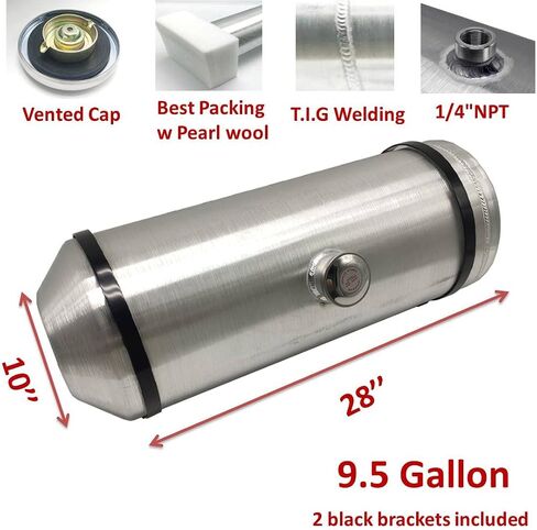JSD AUTO PARTS Outlet 10x28 Gas Fuel Tank Spun Aluminum 9.5 Gallon Center Fill 1/4 NPT in Saudi Arabia