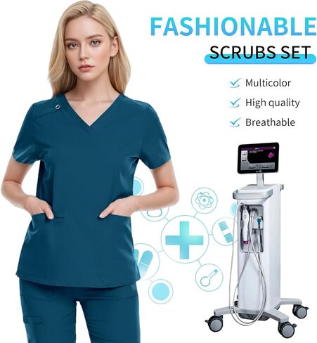 Moisture Wicking Short Sleeve Scrubs Set for Nurses,Sizes M-XXL,5 Colors For Your Choice in Kuwait